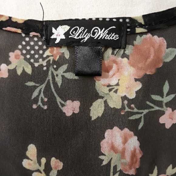 Lily White sheer black blouse with pretty … - Picture 2 of 5
